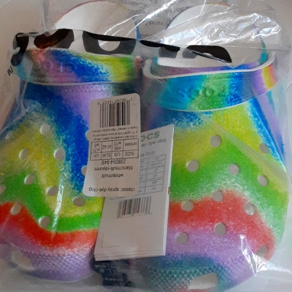 Classic spray DYE  clog white multi unisex CROCS men 8 women 10 - Picture 1 of 7